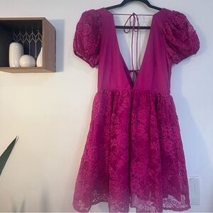 NWT For Love And Lemons berry  Sonja Lace Mini Dress
